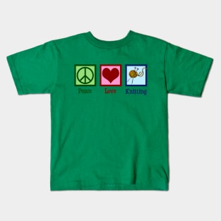 Cute Peace Love Knitting Pink Kids T-Shirt